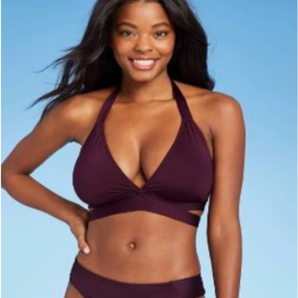 Kona Sol Women’s Size S Maroon Swim Top Tie Back